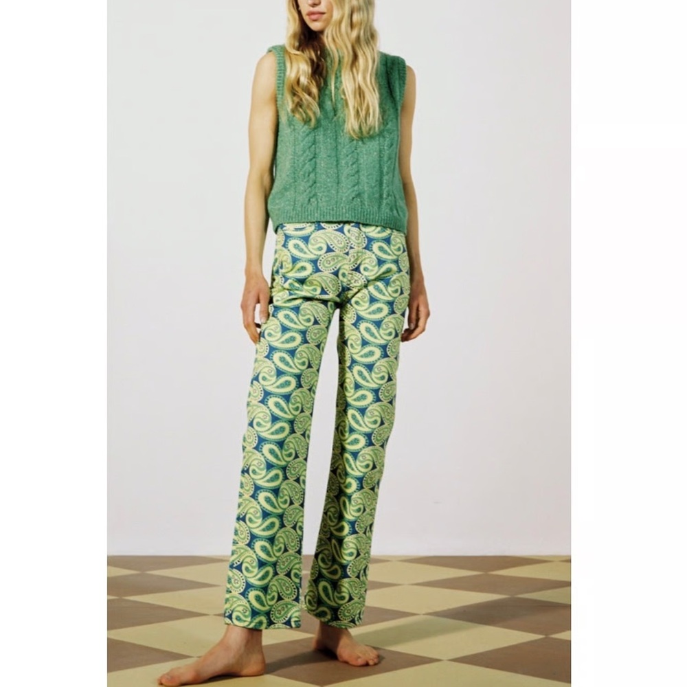 Gimaguas Aletta Denim Yellow‎ Paisley Jeans NEW
